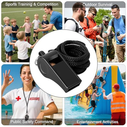 8-Pack Colorful Plastic Whistles with Lanyards - 120dB Loud Sports Whistles for Coaches, Teachers, Emergency Kits & Events