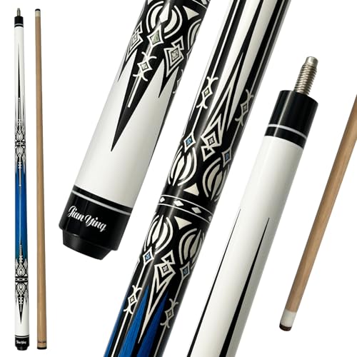 Professional Pool Cue 58" 10.5/12.5mm Tip Maple Shaft 1/2 Joint Ergonomic Grip Billiard Stick for Adults - color: PC25-10.5-SET