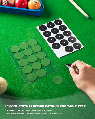 7-in-1 Billiard Table Cleaner Kit - Pool Table Felt Cleaning Accessories with Lint Roller, Glove, Steel Wool, Billiard Marker Dots & Towel