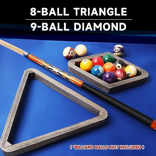 GSE Games & Sports Expert Deluxe Heavy Duty Solid Wood Billiard 8-Ball Triangle / 9-Ball Diamond Pool Ball Racks for 2-1/4" Pool Balls, Billiards Accessories - color: Brushed Grey, style: Triangle & Diamond Racks