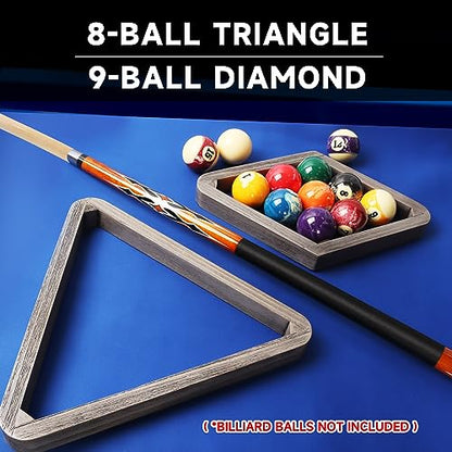 GSE Games & Sports Expert Deluxe Heavy Duty Solid Wood Billiard 8-Ball Triangle / 9-Ball Diamond Pool Ball Racks for 2-1/4" Pool Balls, Billiards Accessories - color: Brushed Grey, style: Triangle & Diamond Racks