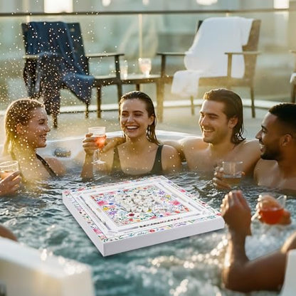 19x19 Inches Mahjong Floating Game Table for Pool Adults Pool Games Tray for Mah Jong Card Games Dominoes Poker Floater Tables for Indoor Outdoor Swimming Pool Hot Tub Lake(Floral) - style: Floral