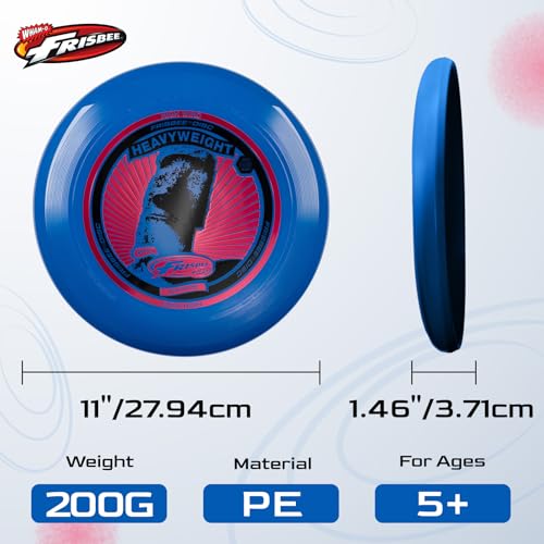 Wham-O Frisbee Heavyweight 200g Flying Disc, 11 Inch Stable Competition Sports Disc, Long Distance and Durable, for Outdoor Activities and Family Fun - color: Blue(2 Pack)