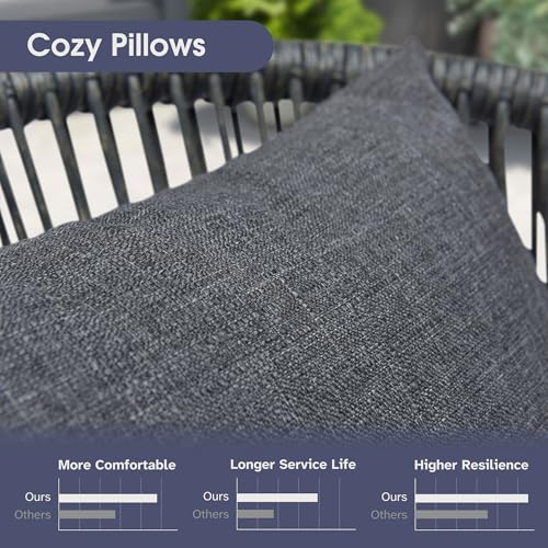 PURPLE LEAF 9 Pieces Outdoor Metal Furniture Set Patio Conversation Sets Dining Set, 1 Square Dining Table and 8 Modern Chairs with Cushions Seat Grey - color: Grey, size: 9 Pcs, style: Square