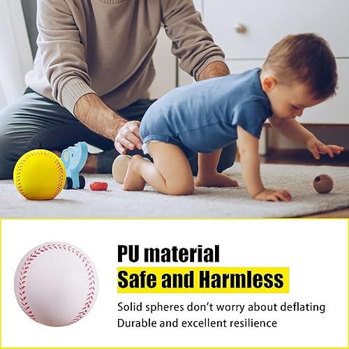 Soft Foam Baseballs - 6 Pcs Training Balls for Kids & Teenagers, Indoor/Outdoor Play (White) - color: Yellow