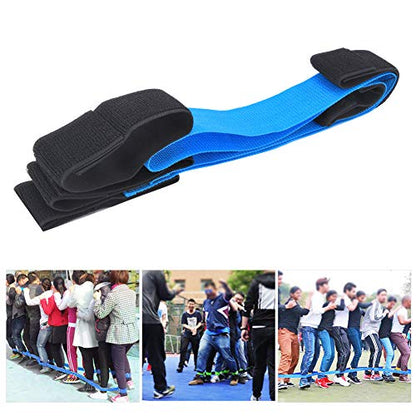 Cooperative Legged Race Band, Team Building Game, Adjustable Elastic Ankle Straps for 3 or 5 People Group, Ribbon with Zippered Storage Bag, Fun Outdoor Party Game for - style: A set of 5 people