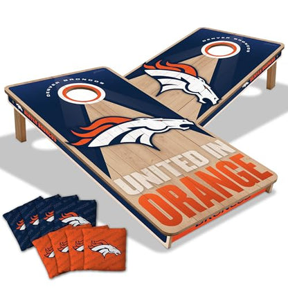 YouTheFan NFL 2' x 4' Slogan Series Professional Wood Cornhole Game with Logo Bags - color: Denver Broncos
