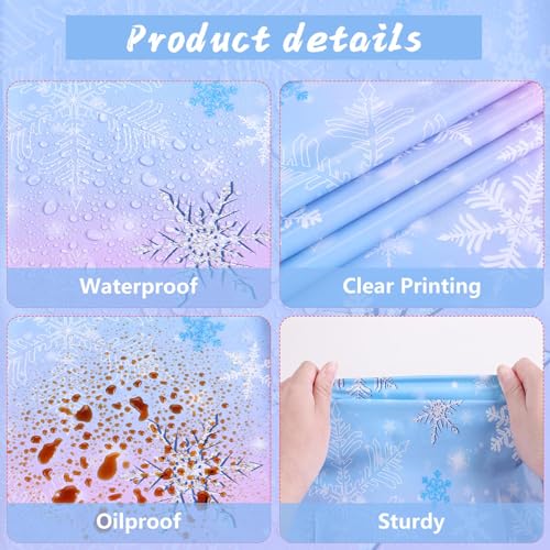 Kesfey 3 Packs Christmas Snowflake Tablecloth 51 x 87 Inch Winter Frozen Wonderland Table Cover Disposable White Snowflake Plastic Table Cloth Blue and Pink Snowflake Tablecloths for Christmas Party - color: Blue and Pink Snowflake