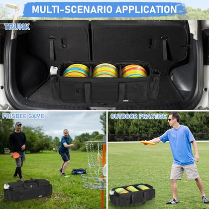 Disc Golf Storage Bag Durable Large Capacity with Dividers and Multi Side Pockets, Black - style: 25 X 10.2 X 10.2 Inch