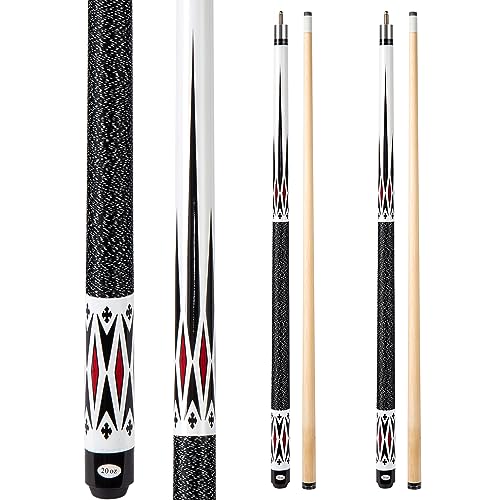 13mm 58 Inch 19 20 oz Billiard Pool Cue Stick, 1/2 Maple Billiard Pool Stick, House Bar Pool Table Sticks for Men - color: 2 x White 19 oz