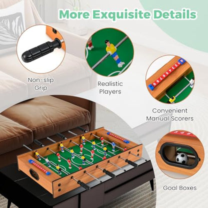 KOTEK 2-in-1 Multi Game Table, 27" Table Top Game Set with Foosball & Table Hockey, Wooden Combo Game Table for Home, Game Room, Family Game Night, Arcades, Bars, Parties