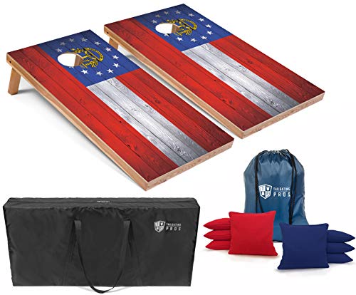 Tailgating Pros Regulation Flag Cornhole Board Sets Includes 8 Bean Bags and Carrying Totes 4'x2' Flag Toss Game Several Corn Hole Board Designs to Choose from! - color: Georgia Flag