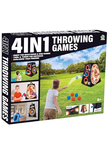 4-in-1 Kids Toss Game Set, Indoor & Outdoor Play for Ages 5+, Backyard Toy
