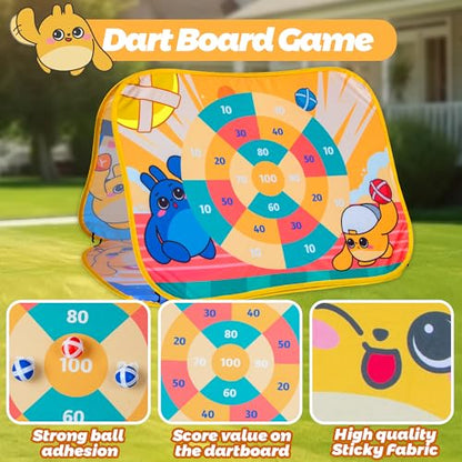 Giant 3 in 1 Bean Bag Toss Game for Kids, Toddler Outdoor Toss Toys for 2 3 4 5 6 7 8 Year Old Boys Girls, Family Party Supplies, Cornhole Party Carnival Games, Lawn Backyard Outside Birthday Gifts - style: Soccer goal Combo