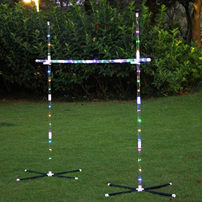 OUTTOY Outdoor Yard Games for Adults and Family, 2 in 1 Limbo Game Flying Disc Games Set with Light, Sutiable for Backyards, Beach, Lawn, Party