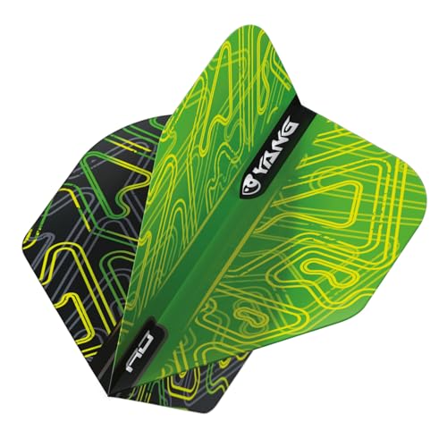 RED DRAGON Yin Yang Double Sided Dart Flights 3 Sets Per Pack (9 Dart Flights in Total) - color: Green and Black