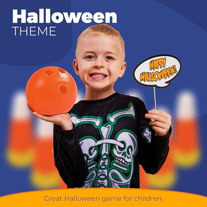 4E's Novelty Halloween Candy Corn Bowling Game for Party, Plastic Fall Games for Kids & Adults Indoor/Outdoor Backyard Fall Carnival Activity Trunk or Treat Game, Fall Festival Party Supply