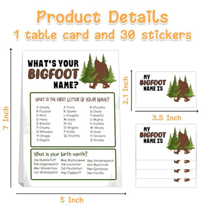 Bigfoot Birthday Party Decorations-Birthday Party Games,Bigfoot Theme Birthday Party Sign for Boys Girls,Kids Bigfoot Activity Cards,Bigfoot Activity Decoration Supplies,What's your Bigfoot Name - style: Bigfoot