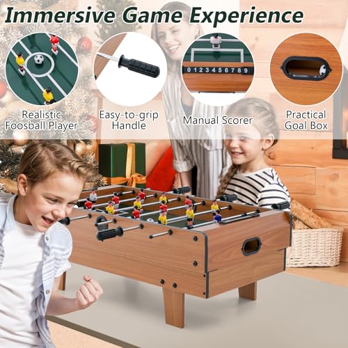 GLACER 4-in-1 Multi Game Table Combo Set w/Foosball, Billiards, Ping Pong & Air Hockey, Wooden Stackable Tabletop for Game Room, Family Night, Parties, Portable Arcade Home Entertainment