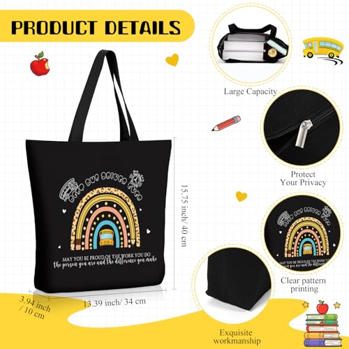 Sieral 2 Pcs Animal Lover Bag Gift for Women Travel Canvas Tote Portable Zipper Pouch Canvas Reusable Grocery Tote - style: Bus Driver