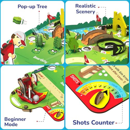 Smartivity DIY Mini Golf STEM Kit for Kids Ages 6-12 | Build Your Own 10-Hole Course with Mechanical Golfer | 3 Levels | Learn Angles, Momentum & Rack and Pinion | Birthday Gift for Boys & Girls - style: Mini Golf