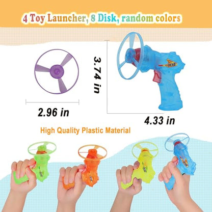 4 Pack Launching Toy Flying Disc Shooters for Kids Cyclone Gyro Launcher Flying Saucer Ejection Flying Disk Spinning Top Toy Indoor & Outside Play for Kids Ages 5+,Cat Propellers