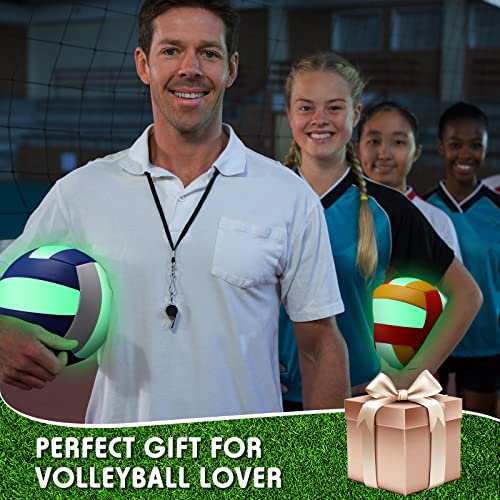 Libima 3 Pcs Glow in The Dark Volleyball with Pump Mesh Bag, Light up Luminous Volleyball Back to School Gift for Teen Adult Official Size 5 Indoor Outdoor Practice Holiday Party Beach Sport Supply