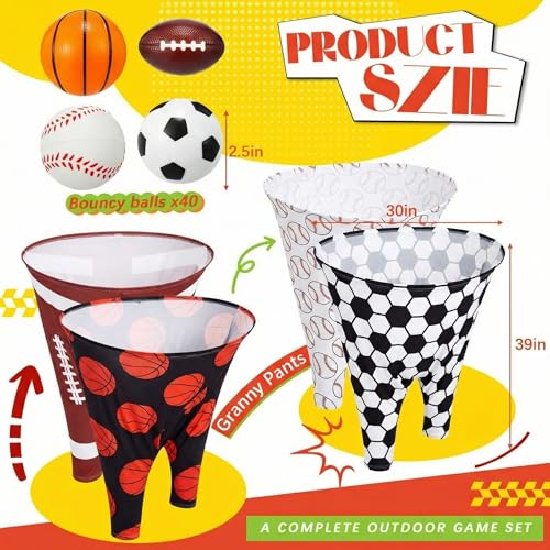 Granny Pants Yard Game, Baseball Soccer Game Outdoor Party Toss with 2.5 Inch Durable High-Bounce Balls, No Inflation Needed, Wind-Resistant for Backyard, Family Reunion & Easter - style: Ball Sports