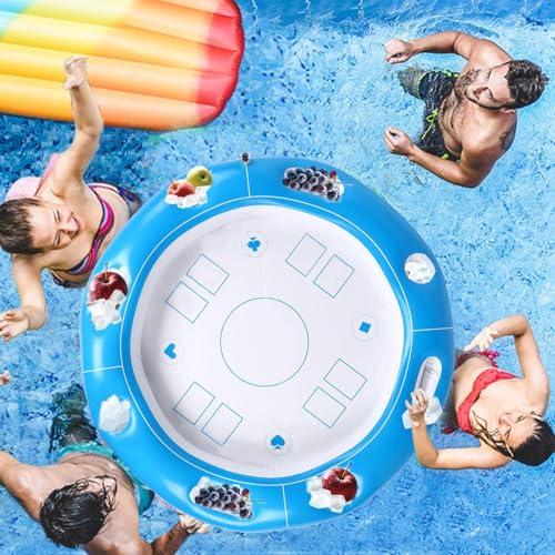 Floating Table for Pool – 100x100cm PVC Inflatable Board, Beverage Holder Tray, Game, Snack Tabletop | Perfect for Adults Kids Beach River Summer Outdoor Leisure Entertainment