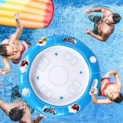 Floating Table for Pool – 100x100cm PVC Inflatable Board, Beverage Holder Tray, Game, Snack Tabletop | Perfect for Adults Kids Beach River Summer Outdoor Leisure Entertainment