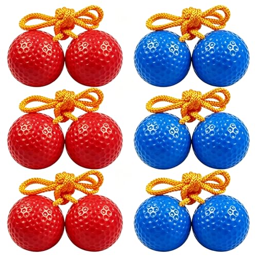 6 Pack Ladder Balls Ladder Toss Balls Ladder Ball Replacement Balls with Storage Bag for Toss Match (Red Blue) - color: Red Blue