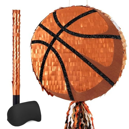 WERNNSAI Basketball Piñata - Basketball Piñata for Boys Kids Sports Birthday Party Decorations Sport Ball Birthday Games for Carnival Events Party Supplies with Blindfold and Bat - style: Basketball 002