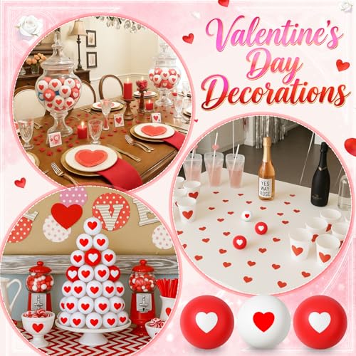Soulchen 24 Pcs Table Tennis Balls Plastic Novelty Table Tennis Stress Props 40 mm for Party Playing Beach Decor Beer Game Party Favors - style: Valentine's Day