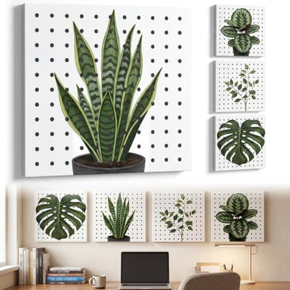 Boho Wall Decor Pegboard, 12x12 Inch Metal Display Board for Small Space, Ins Style Decor for Bedroom, Desk, Dorm, Living Room - style: Fresh Plant Style