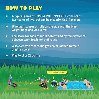 TOSS & ROLL NN' Hole - Portable Cornhole Game for Water or Land | for All Ages