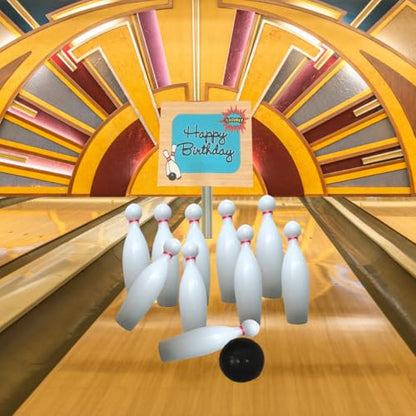 Bowling Happy Birthday Banner and Mini Miniature Bowling Pins Cake Decoration Cake Topper
