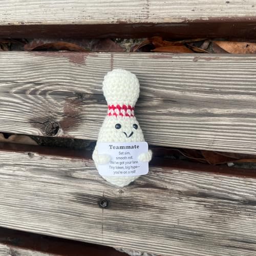 Bowling Accessories Crochet Gifts, Emotional Support Bowling Pin Office Desk Decor Decorations for Women Men (Teammate Gift) - style: Teammate Gift