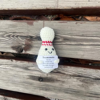 Bowling Accessories Crochet Gifts, Emotional Support Bowling Pin Office Desk Decor Decorations for Women Men (Teammate Gift) - style: Teammate Gift