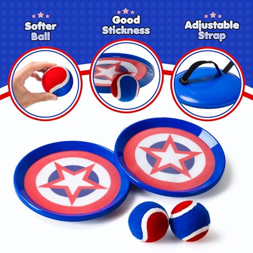 PlayZap Toss and Catch Ball Set - Birthday Gift for Toddlers Kids Boys Girls 2-4 5-7 8-13+ Yrs - Baseball Glove Toy Indoor Outdoor Yard Game & Beach/Pool Toy Set 2 Pack - color: Pvc 2 Pack