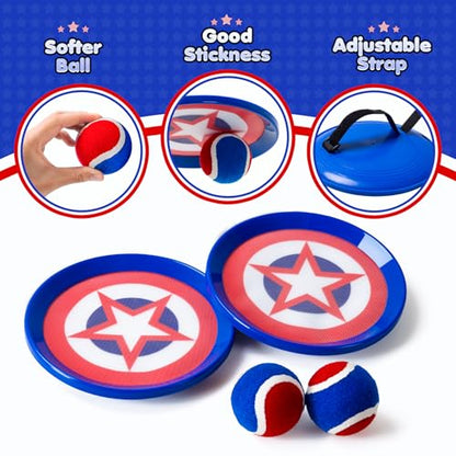 PlayZap Toss and Catch Ball Set - Birthday Gift for Toddlers Kids Boys Girls 2-4 5-7 8-13+ Yrs - Baseball Glove Toy Indoor Outdoor Yard Game & Beach/Pool Toy Set 2 Pack - color: Pvc 2 Pack
