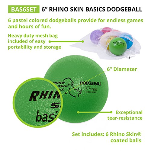 Champion Sports Rhino Skin Dodgeball Set – 6 Soft Foam Balls with Durable Coating, 6" or 7" for Gym, Playground Play - style: 6" Set of 6