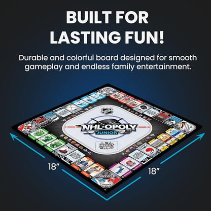 MasterPieces NHL Opoly Junior Board Game - Official Licensed Hockey Game for Family Game Night, Sports Themed Tabletop Play, Hockey Gifts for Boys 8-12, Fun Interactive Ice Hockey Experience