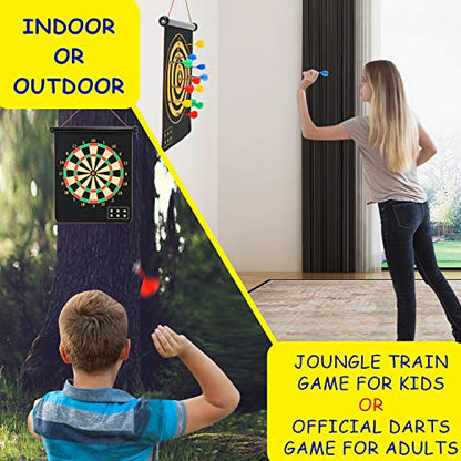 Magnetic Dart Board, Indoor Outdoor Dart Games for Kids with 12pcs Magnetic Darts, Safety Toy Games, Rollup Double Sided Board Game Set for Gifts