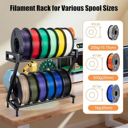 Z-shaped 2 Tiers 3D Printer Filament Storage Rack Desktop,3D Printer Filament Holder,Metal Filament Rack Suitable for PLA/ABS/TPU Filaments,Holds to 10-12 Spools,Ideal for Home,Office,Studio