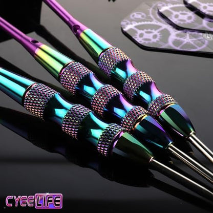 CyeeLife Steel Tip Darts Set,3 Pack Professional Dart with 6 Premium Aluminum Shafts,3 Style PET Flights,Dart Sharpener, Rubber Rings, Flight Protector and Dart Case,Colorful