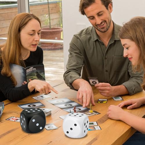 Large Foam Dice, 2 PCS 3.15 Inch Soft Jumbo Dice Set – 6 Sided Squeeze Stress Relief Game Dice for Family Game Night, Party Supplies - color: White,black
