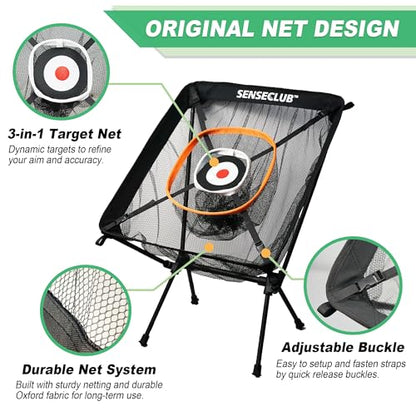 SENSECLUB Foldable Chipping Net with Mat & Balls, Indoor Golf Practice Chipping Target, Backyard Golf Game & Gifts - style: Pro Net