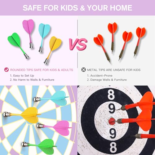 Gitus Magnetic Dart Board Outdoor Game for Teen Girls with 12 Darts, Toys Gifts for Teenage Girls Age 8 9 10 11 12 13 14 15 16 Teen Girl Room Bedroom Purple Decor