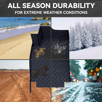 Car Floor Mats Fit for Dodge Dart 2013-2016 All Weather Durability Leather Car Floor Mats, Skidproof Pedal, Waterproof, Wear-reistant(Black Blue) - color: Black Blue