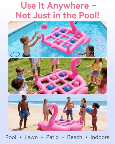Utook Pool Party Toys Games Set -Giant Tic Tac Toe Pool Toy- 2-in-1 Inflatable Games -Thickened Leak-Proof PVC, Outdoor Water Toys for Toddlers Kids Age 4+, Use in Pool Beach Lawn